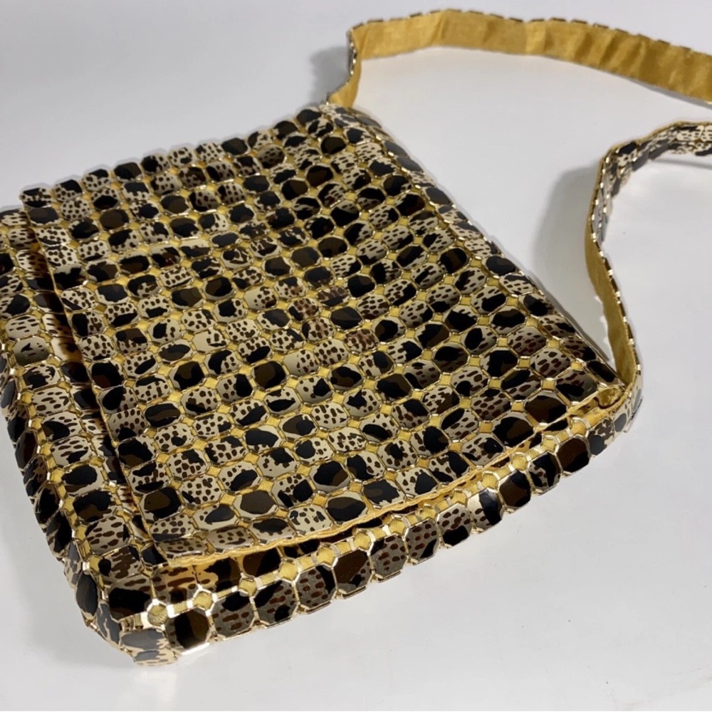 Vintage Marlo Gold and Black metal chain link Woven Crossbody Bag - Women